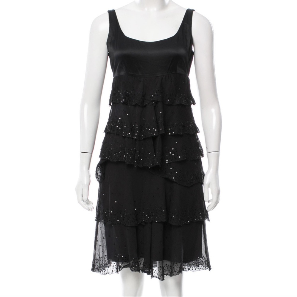 EUC Vintage Dvf Diane Von Furstenberg Black Tiera Sequin Dress sz 2